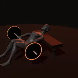 Elevação de quadril com barra: posição 1 de 3 (boneco 3D feminino)