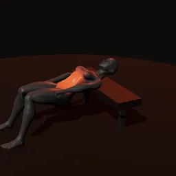 Elevação de quadril com joelhos flexionados: posição 2 de 3 (boneco 3D feminino)