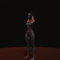 Extensão acima da cabeça de tríceps com kettlebell: posição 1 de 3 (boneco 3D feminino)