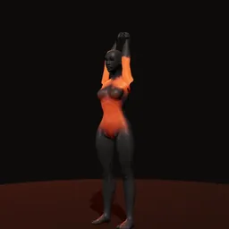 Extensão acima da cabeça de tríceps com kettlebell: posição 3 de 3 (boneco 3D feminino)