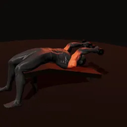 Extensão declinado de tríceps com halteres: posição 2 de 3 (boneco 3D masculino)