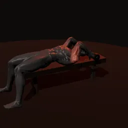 Extensão deitado de tríceps com halteres: posição 1 de 3 (boneco 3D masculino)
