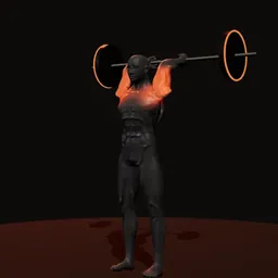 Extensão em pé acima da cabeça de tríceps com barra: posição 2 de 3 (boneco 3D masculino)