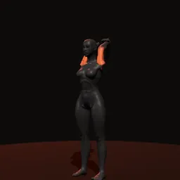 Extensão em pé de tríceps com halteres: posição 2 de 3 (boneco 3D feminino)