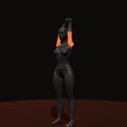 Extensão em pé de tríceps com halteres: posição 3 de 3 (boneco 3D feminino)