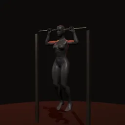 Barra fixa: posição 2 de 3 (boneco 3D feminino)