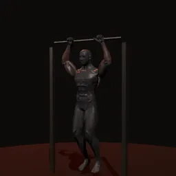 Barra fixa negativo: posição 1 de 3 (boneco 3D masculino)