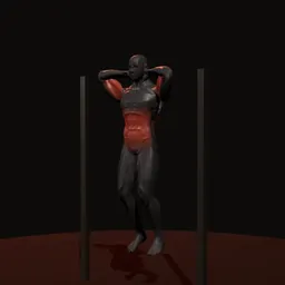 Barra fixa com pegada neutra: posição 2 de 3 (boneco 3D masculino)