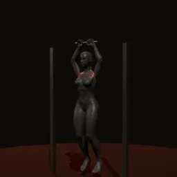 Barra fixa com barra V: posição 1 de 3 (boneco 3D feminino)