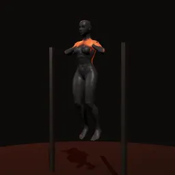 Barra fixa com barra V: posição 3 de 3 (boneco 3D feminino)