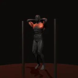 Barra fixa com barra V: posição 2 de 3 (boneco 3D masculino)