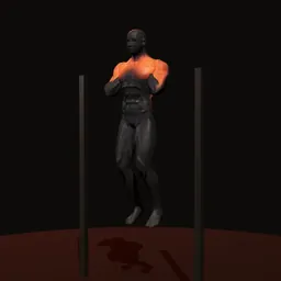 Barra fixa com barra V: posição 3 de 3 (boneco 3D masculino)