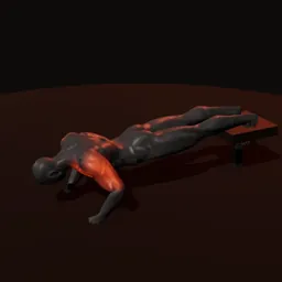 Flexão de braço declinado: posição 2 de 3 (boneco 3D masculino)