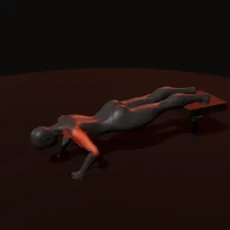 Flexão de braço elevado com os pés: posição 2 de 3 (boneco 3D feminino)