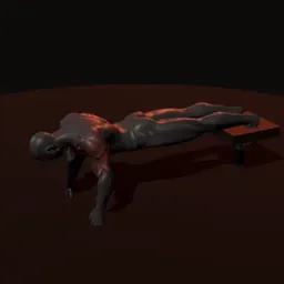 Flexão de braço elevado com os pés: posição 1 de 3 (boneco 3D masculino)