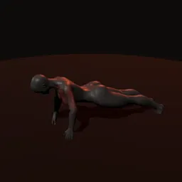 Flexão de braço: posição 1 de 3 (boneco 3D feminino)