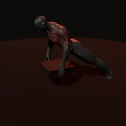 Flexão de braço inclinado pegada média: posição 1 de 3 (boneco 3D masculino)