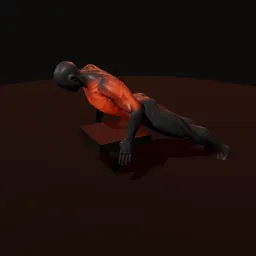 Flexão de braço inclinado pegada média: posição 2 de 3 (boneco 3D masculino)