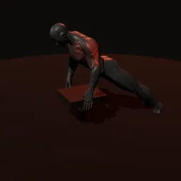 Flexão de braço pegada fechada inclinado: posição 1 de 3 (boneco 3D masculino)
