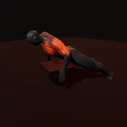 Flexão de braço pegada fechada inclinado: posição 2 de 3 (boneco 3D masculino)