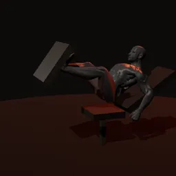 Leg press base fechada: posição 1 de 3 (boneco 3D masculino)