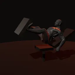 Leg press: posição 1 de 3 (boneco 3D masculino)