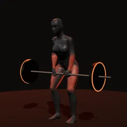 Levantamento terra do clean: posição 2 de 3 (boneco 3D feminino)