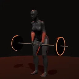 Levantamento terra em déficit romeno: posição 2 de 3 (boneco 3D feminino)
