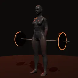 Levantamento terra com barra: posição 1 de 3 (boneco 3D feminino)