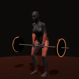 Levantamento terra com barra: posição 2 de 3 (boneco 3D feminino)