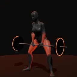 Levantamento terra invertido sumô com elástico: posição 2 de 3 (boneco 3D feminino)