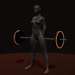 Levantamento terra pernas retas base aberta: posição 1 de 3 (boneco 3D feminino)