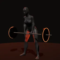 Levantamento terra pernas retas base aberta: posição 2 de 3 (boneco 3D feminino)