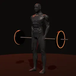 Levantamento terra pernas semirrígidas com barra: posição 1 de 3 (boneco 3D masculino)