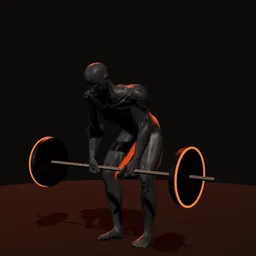 Levantamento terra pernas semirrígidas com barra: posição 3 de 3 (boneco 3D masculino)