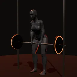 Levantamento terra pernas semirrígidas no Smith: posição 2 de 3 (boneco 3D feminino)