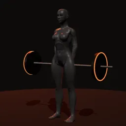 Levantamento terra romeno: posição 1 de 3 (boneco 3D feminino)