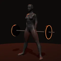 Levantamento terra sumô com correntes: posição 1 de 3 (boneco 3D feminino)