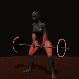 Levantamento terra sumô com correntes: posição 2 de 3 (boneco 3D feminino)