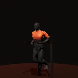 Mergulho nas paralelas: posição 3 de 3 (boneco 3D masculino)