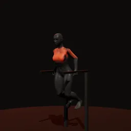 Mergulho nas paralelas de peito: posição 2 de 3 (boneco 3D feminino)