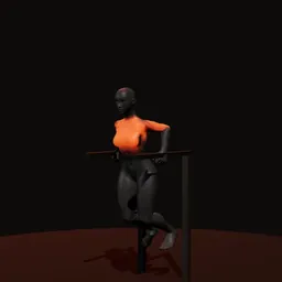 Mergulho nas paralelas de peito: posição 3 de 3 (boneco 3D feminino)