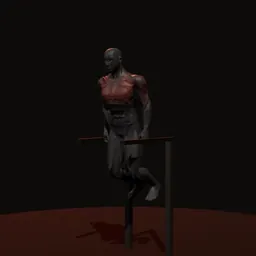 Mergulho nas paralelas de peito: posição 1 de 3 (boneco 3D masculino)