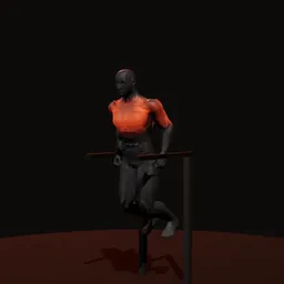 Mergulho nas paralelas de peito: posição 2 de 3 (boneco 3D masculino)