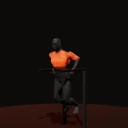 Mergulho nas paralelas de peito: posição 3 de 3 (boneco 3D masculino)