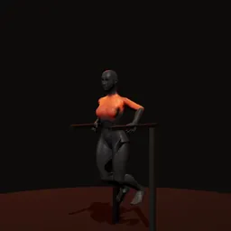 Mergulho nas paralelas de tríceps: posição 3 de 3 (boneco 3D feminino)