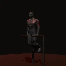 Mergulho nas paralelas de tríceps: posição 1 de 3 (boneco 3D masculino)