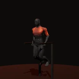 Mergulho nas paralelas de tríceps: posição 2 de 3 (boneco 3D masculino)