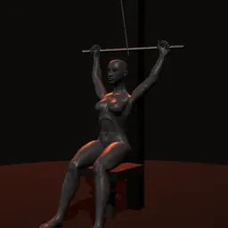 Puxada de dorsal: posição 1 de 3 (boneco 3D feminino)
