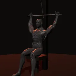 Puxada de dorsal: posição 1 de 3 (boneco 3D masculino)